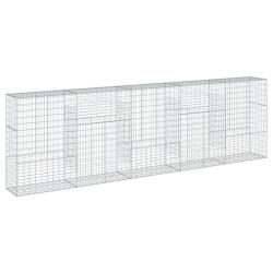 Panier gabion cl&ocirc;ture cage mur de sout&egrave;nement avec couvercle 500 x 50 x 150 cm fer galvanis&eacute; Argent