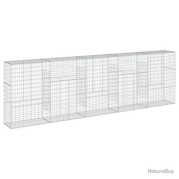 Panier gabion cl�ture cage mur de sout�nement avec couvercle 500 x 50 x 150 cm fer galvanis� Argent