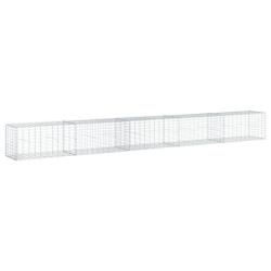 Panier gabion cl&ocirc;ture cage mur de sout&egrave;nement avec couvercle 500 x 50 x 50 cm fer galvanis&eacute; Argent