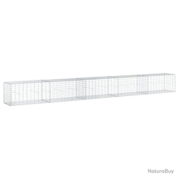Panier gabion cl�ture cage mur de sout�nement avec couvercle 500 x 50 x 50 cm fer galvanis� Argent