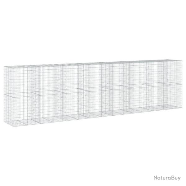 Panier gabion cl�ture cage mur de sout�nement avec couvercle 750 x 100 x 200 cm fer galvanis� Argen