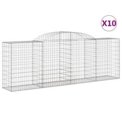 Paniers &agrave; gabions cl&ocirc;ture cage mur de sout&egrave;nement arqu&eacute;s 10 pcs 300 x 50 x 100/120 cm fer galvanis&eacute;
