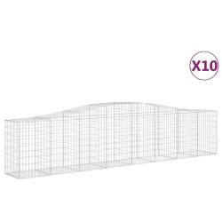 Paniers &agrave; gabions cl&ocirc;ture cage mur de sout&egrave;nement arqu&eacute;s 10 pcs 400 x 50 x 80/100 cm fer galvanis&eacute;