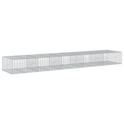 Panier gabion cl&ocirc;ture cage mur de sout&egrave;nement avec couvercle 500 x 100 x 50 cm fer galvanis&eacute; Argent