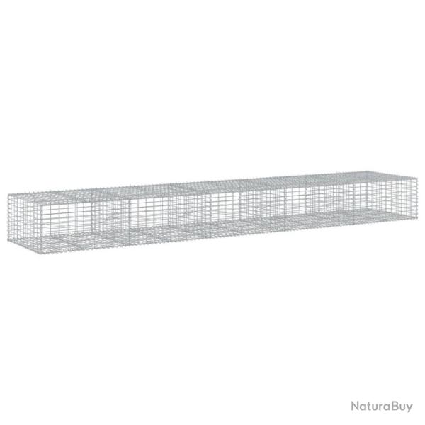 Panier gabion cl�ture cage mur de sout�nement avec couvercle 500 x 100 x 50 cm fer galvanis� Argent