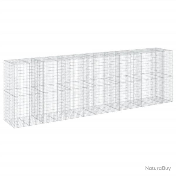 Panier gabion cl�ture cage mur de sout�nement avec couvercle 650 x 100 x 200 cm fer galvanis� Argen
