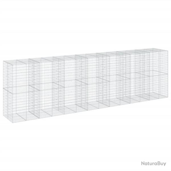 Panier gabion cl�ture cage mur de sout�nement avec couvercle 700 x 100 x 200 cm fer galvanis� Argen