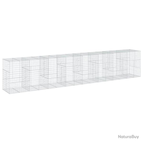 Panier gabion cl�ture cage mur de sout�nement avec couvercle 800 x 100 x 150 cm fer galvanis� Argen