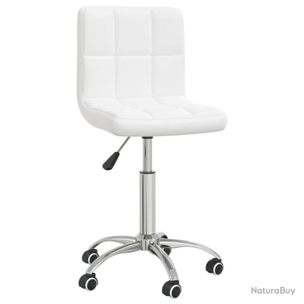 Chaise fauteuil si�ge de bureau informatique �tude pivotante similicuir blanc 02_0024047