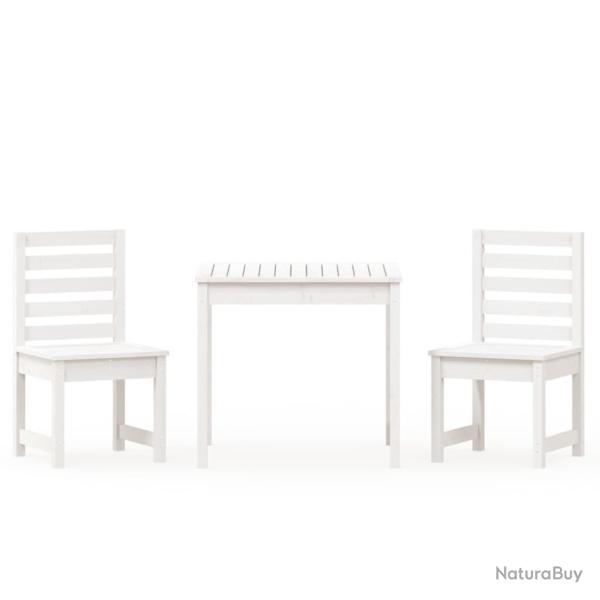 Ensemble de bistro jardin meuble ext�rieur terrasset de jardin 3 pi�ces blanc bois de pin massif 02