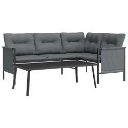 Salon de jardin meuble d'ext&eacute;rieur ensemble de mobilier 2 pi&egrave;ces anthracite acier 02_0015879