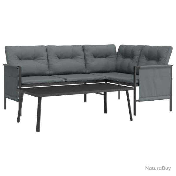Salon de jardin meuble d'ext�rieur ensemble de mobilier 2 pi�ces anthracite acier 02_0015879