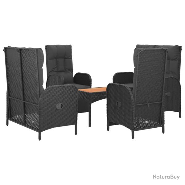 Mobilier � d�ner de jardin et coussins 5 pi�ces noir r�sine tress�e 02_0014890