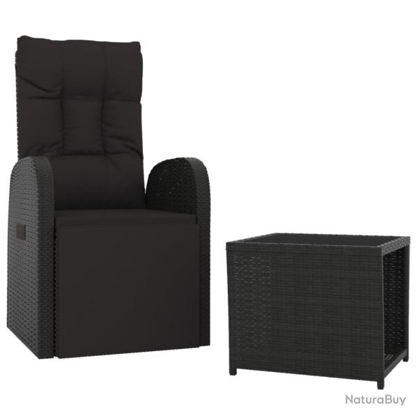 Ensemble de Salon de jardin meuble d'ext�rieur ensemble de mobilier 2 pi�ces noir poly rotin et aci