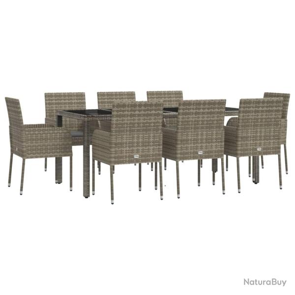 Ensemble de salle � manger de jardin meuble ext�rieur 9 pi�ces avec coussins gris 02_0014075