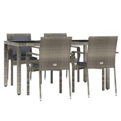 Ensemble de salle &agrave; manger de jardin meuble ext&eacute;rieur 5 pi&egrave;ces avec coussins gris 02_0013718