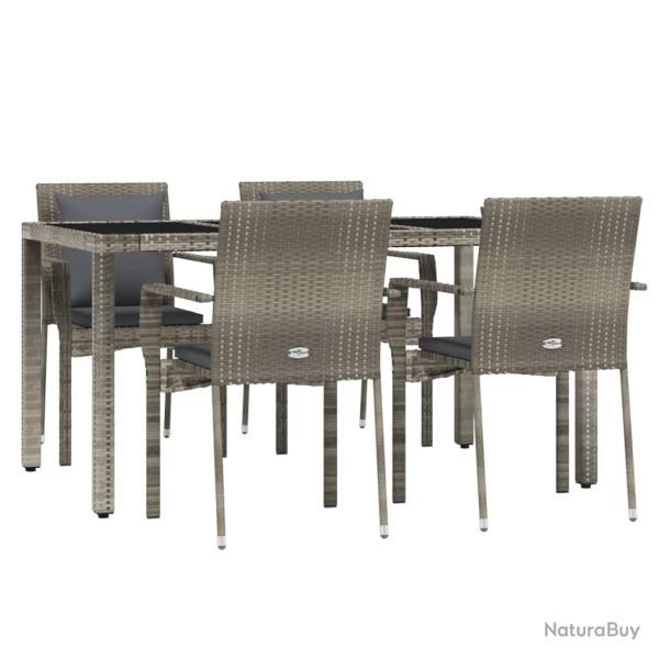Ensemble de salle � manger de jardin meuble ext�rieur 5 pi�ces avec coussins gris 02_0013718
