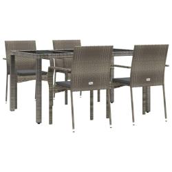 Ensemble de salle &agrave; manger de jardin meuble ext&eacute;rieur 5 pi&egrave;ces avec coussins gris 02_0013717