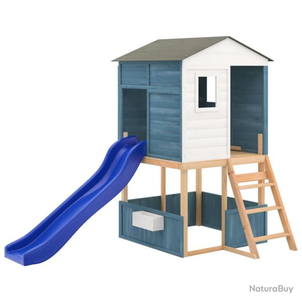 Aire de jeux maison d'ext�rieur toboggan portiques robuste jeux jardin 145 x 131,5 x 218,5 cm bois
