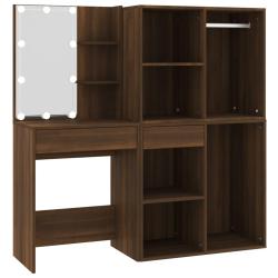 Coiffeuse table de maquillage design meuble mobilier de chambre 60 x 40 x 140 cm &agrave; led avec armoire