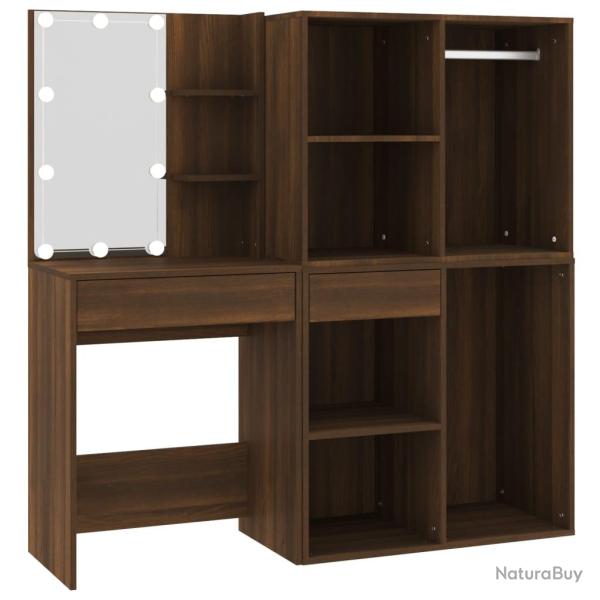 Coiffeuse table de maquillage design meuble mobilier de chambre 60 x 40 x 140 cm � led avec armoire