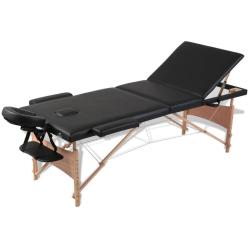 Table pliable de massage 3 zones avec cadre en bois noir 02_0001889