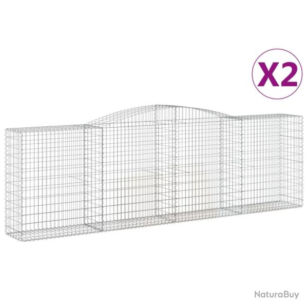 Lot de 2 paniers � gabions cl�ture cage mur de sout�nement arqu�s 400 x 50 x 120/140 cm fer galvani
