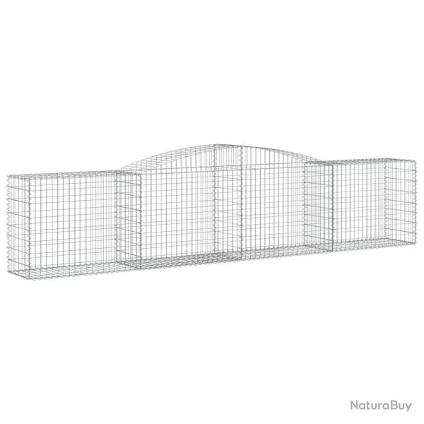 Lot de 4 paniers � gabions cl�ture cage mur de sout�nement arqu�s 400 x 50 x 80/100 cm fer galvanis
