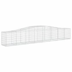 Lot de 4 paniers &agrave; gabions cl&ocirc;ture cage mur de sout&egrave;nement arqu&eacute;s 400 x 50 x 60/80 cm fer galvanis&eacute;