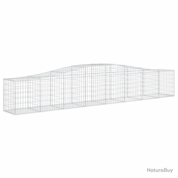 Lot de 4 paniers � gabions cl�ture cage mur de sout�nement arqu�s 400 x 50 x 60/80 cm fer galvanis�