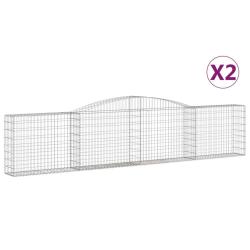 Lot de 2 paniers &agrave; gabions cl&ocirc;ture cage mur de sout&egrave;nement arqu&eacute;s 400 x 30 x 80/100 cm fer galvanis