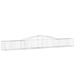 Lot de 4 paniers &agrave; gabions cl&ocirc;ture cage mur de sout&egrave;nement arqu&eacute;s 400 x 50 x 40/60 cm fer galvanis&eacute;