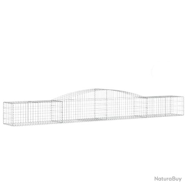 Lot de 4 paniers � gabions cl�ture cage mur de sout�nement arqu�s 400 x 50 x 40/60 cm fer galvanis�