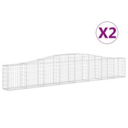 Lot de 2 paniers &agrave; gabions cl&ocirc;ture cage mur de sout&egrave;nement arqu&eacute;s 400 x 30 x 60/80 cm fer galvanis&eacute;