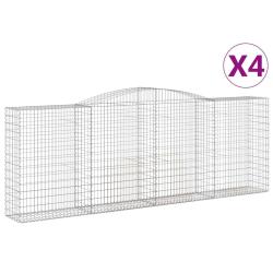 Lot de 4 paniers &agrave; gabions cl&ocirc;ture cage mur de sout&egrave;nement arqu&eacute;s 400 x 50 x 140/160 cm fer galvani