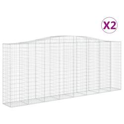 Lot de 2 paniers &agrave; gabions cl&ocirc;ture cage mur de sout&egrave;nement arqu&eacute;s 400 x 50 x 160/180 cm fer galvani