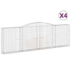 Lot de 4 paniers &agrave; gabions cl&ocirc;ture cage mur de sout&egrave;nement arqu&eacute;s 400 x 30 x 120/140 cm fer galvani