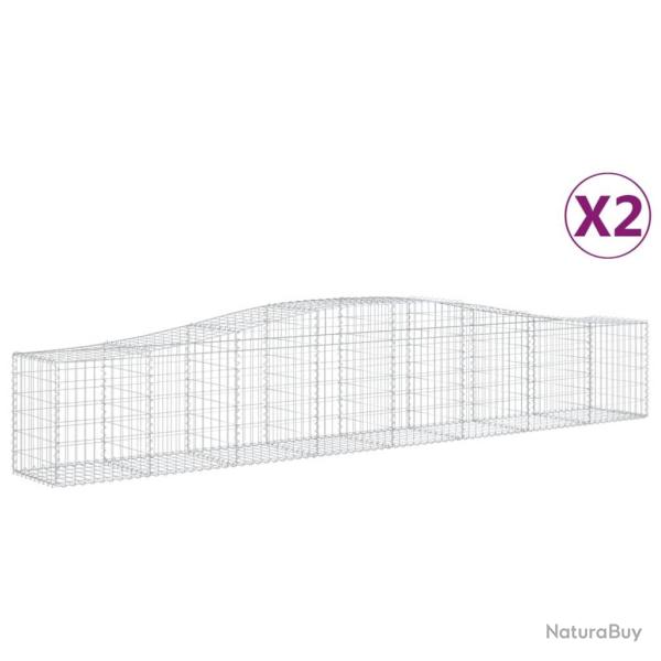 Lot de 2 paniers � gabions cl�ture cage mur de sout�nement arqu�s 400 x 50 x 60/80 cm fer galvanis�