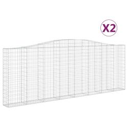 Lot de 2 paniers &agrave; gabions cl&ocirc;ture cage mur de sout&egrave;nement arqu&eacute;s 400 x 30 x 140/160 cm fer galvani