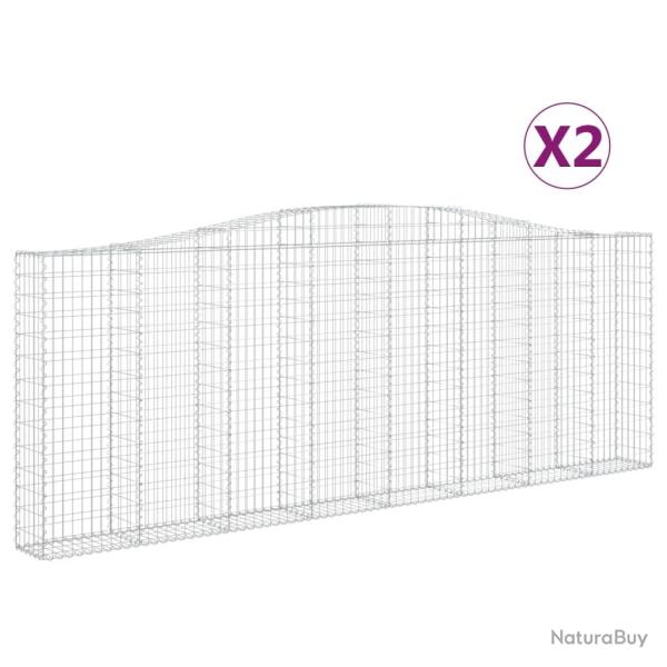 Lot de 2 paniers � gabions cl�ture cage mur de sout�nement arqu�s 400 x 30 x 140/160 cm fer galvani