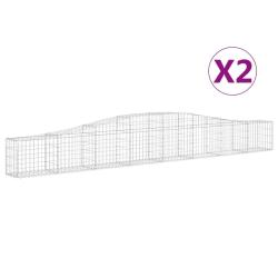Lot de 2 paniers &agrave; gabions cl&ocirc;ture cage mur de sout&egrave;nement arqu&eacute;s 400 x 30 x 40/60 cm fer galvanis&eacute;