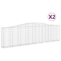 Lot de 2 paniers &agrave; gabions cl&ocirc;ture cage mur de sout&egrave;nement arqu&eacute;s 400 x 30 x 100/120 cm fer galvani