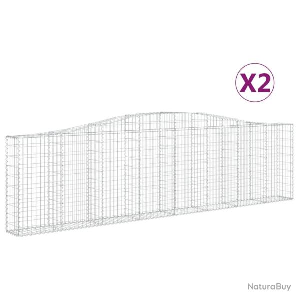 Lot de 2 paniers � gabions cl�ture cage mur de sout�nement arqu�s 400 x 30 x 100/120 cm fer galvani