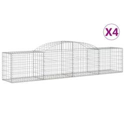 Lot de 4 paniers &agrave; gabions cl&ocirc;ture cage mur de sout&egrave;nement arqu&eacute;s 300 x 50 x 60/80 cm fer galvanis&eacute;