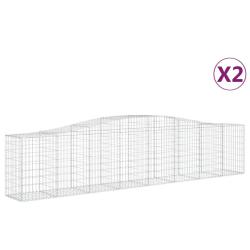 Lot de 2 paniers &agrave; gabions cl&ocirc;ture cage mur de sout&egrave;nement arqu&eacute;s 400 x 50 x 80/100 cm fer galvanis