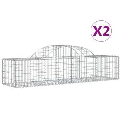 Lot de 2 paniers &agrave; gabions cl&ocirc;ture cage mur de sout&egrave;nement arqu&eacute;s 200 x 50 x 40/60 cm fer galvanis&eacute;