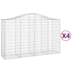 Lot de 4 paniers &agrave; gabions cl&ocirc;ture cage mur de sout&egrave;nement arqu&eacute;s 200 x 50 x 120/140 cm fer galvani