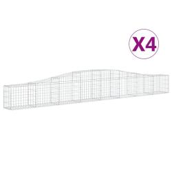 Lot de 4 paniers &agrave; gabions cl&ocirc;ture cage mur de sout&egrave;nement arqu&eacute;s 400 x 30 x 40/60 cm fer galvanis&eacute;
