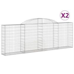 Lot de 2 paniers &agrave; gabions cl&ocirc;ture cage mur de sout&egrave;nement arqu&eacute;s 300 x 30 x 100/120 cm fer galvani