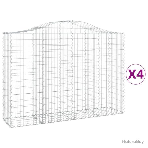 Lot de 4 paniers � gabions cl�ture cage mur de sout�nement arqu�s 200 x 50 x 140/160 cm fer galvani